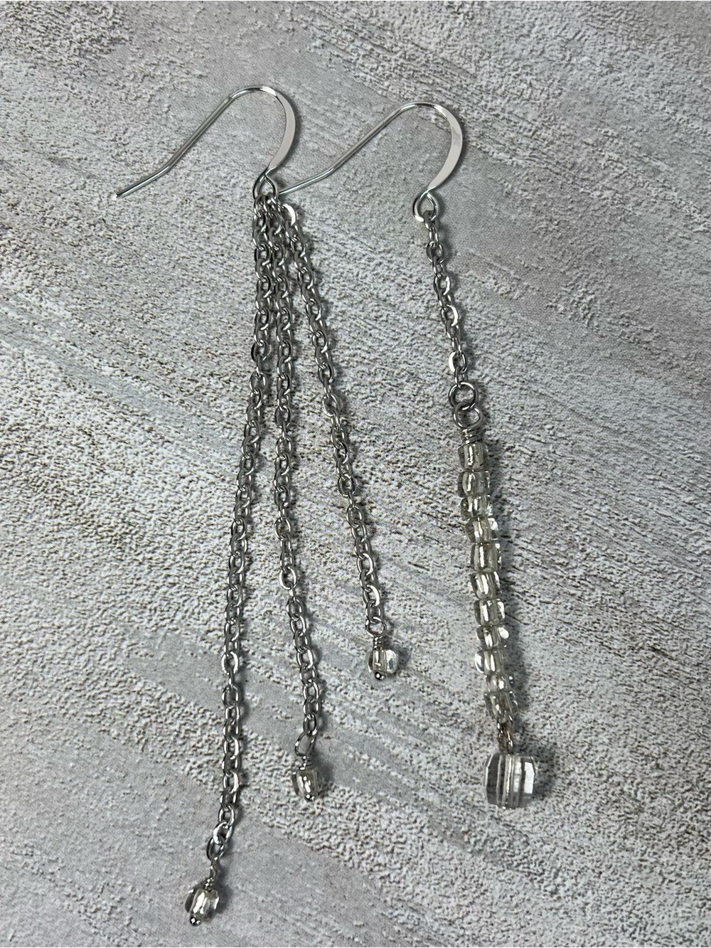 Glass Bead And Chain Silver-Tone Dangle Earrings